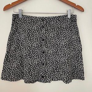 Re:Named Black and White Ditsy A-Line Floral Skirt